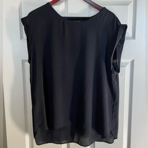 Ann Taylor Black Sleeveless Chiffon Blouse